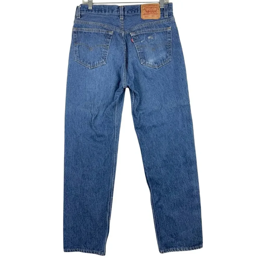 Vintage 80's Levi's 501xx‎ Button Fly Dark Wash Slight Distress Rigid Size 34x33